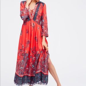 Red Floral Free People Maxi